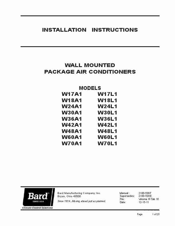 Bard Air Conditioner W17A1-page_pdf